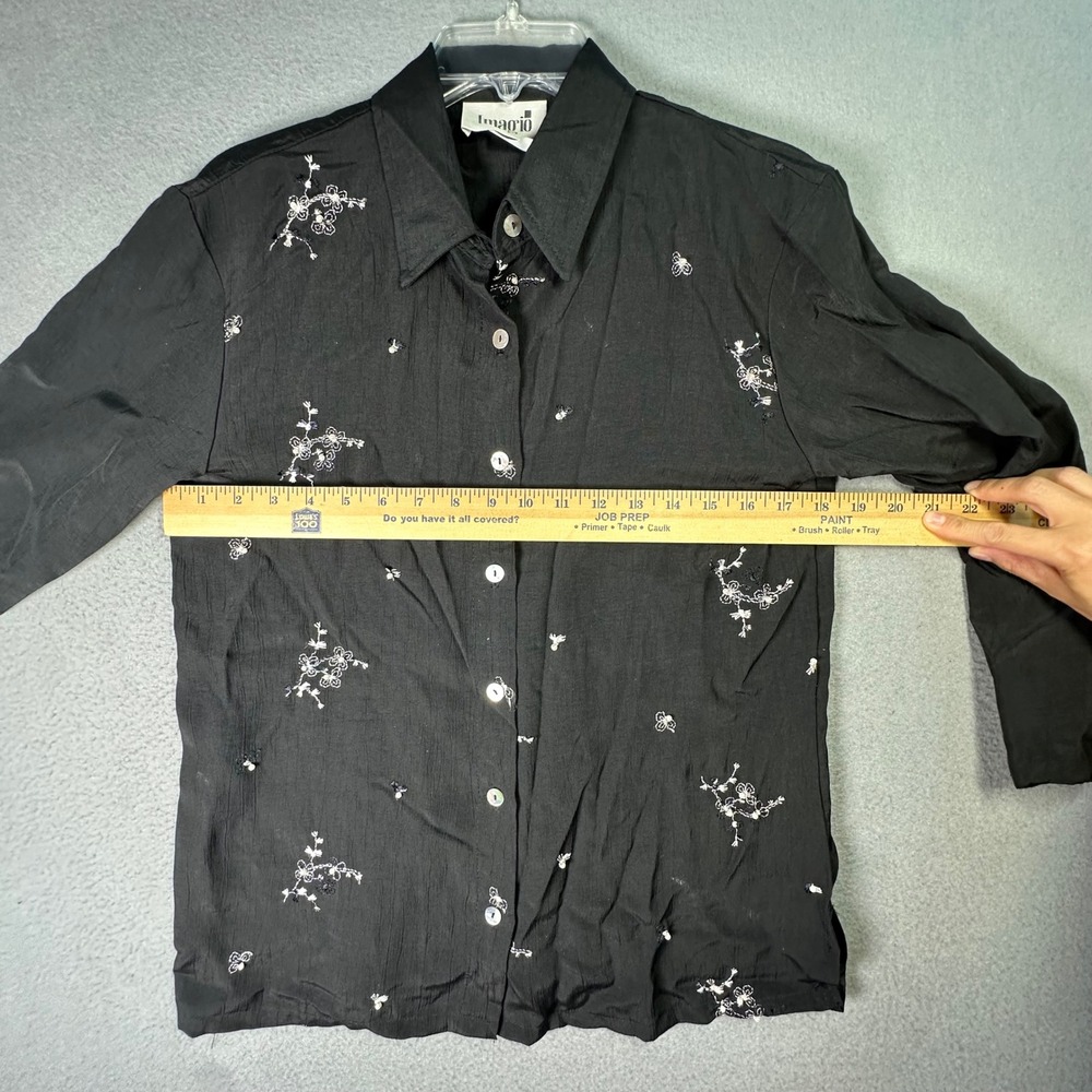 Imagio Embroidered Beaded Button Down Shirt Vintage Whimsigoth Small Black - Picture 4 of 13